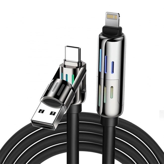 Kabel 4-w-1 USB-C/USB-A do USB-C/Lightning Blitzwolf BW-HDC6 1,2m 240W RGB (czarny)