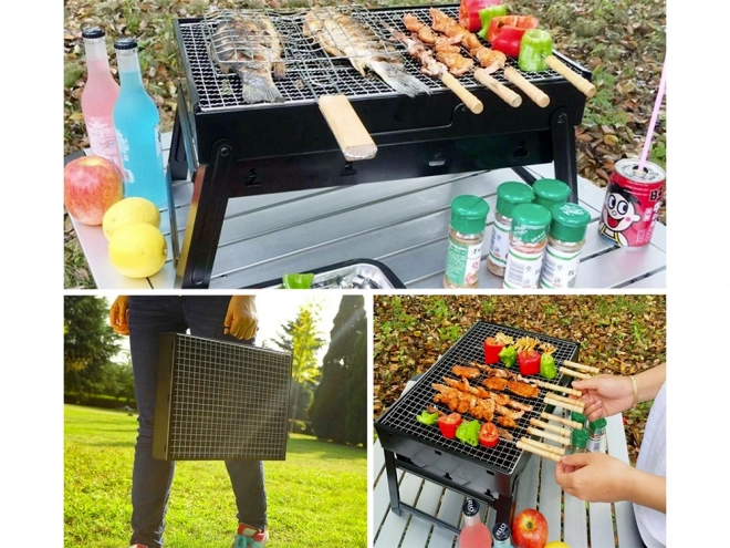 Przenośny składany grill na węgiel drzewny na kemping i BBQ