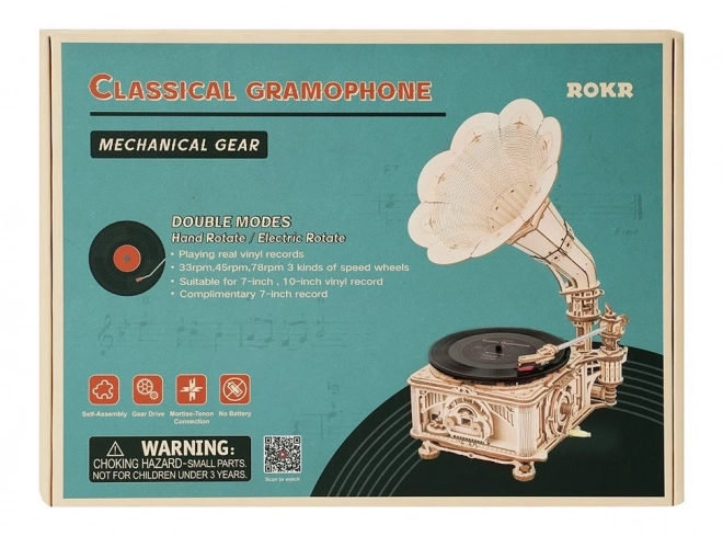 Rokr 3D drewniane puzzle Klasyczny gramofon