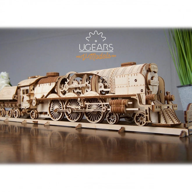 Ugears 3D puzzle - Lokomotywa V-express z wagonem 538 elementów