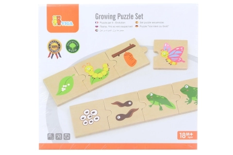 Drewniane rosnące puzzle ze zwierzętami i roślinami VIGA