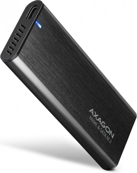 Zewnętrzna aluminiowa obudowa bezśrubowa AXAGON z USB‑C 3.2 Gen 2 dla M.2 NVMe / SATA SSD