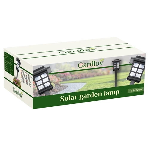 Solarne ogrodowe lampy LED – zestaw 6x domek
