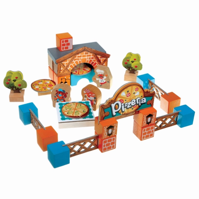 CUBIKA 14835 Pizzeria - drewniana konstrukcja z kartonowymi dodatkami