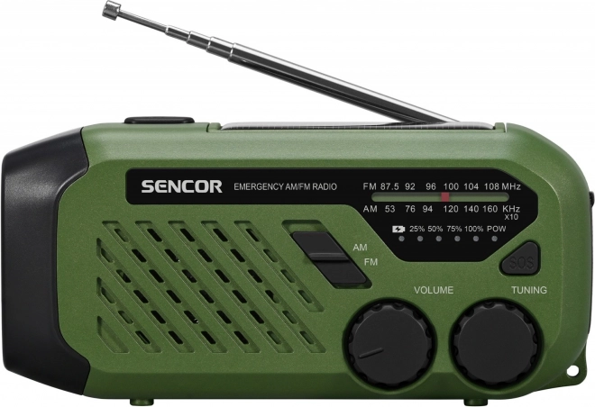 Przenośne awaryjne radio AM/FM z latarką LED i zasilaniem solarnym