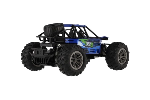 Auto RC buggy terenowe niebieskie 22cm plastikowe 2,4GHz na baterie + paczka do ładowania w pudełku 32x16x18cm