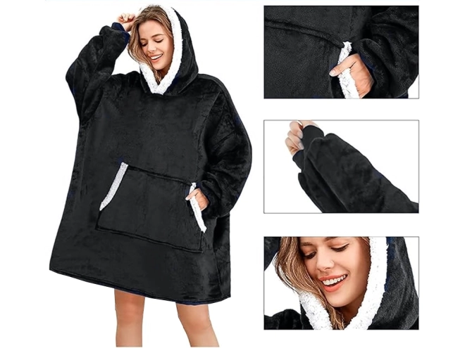 Ciepła bluza oversize z futrem i kapturem