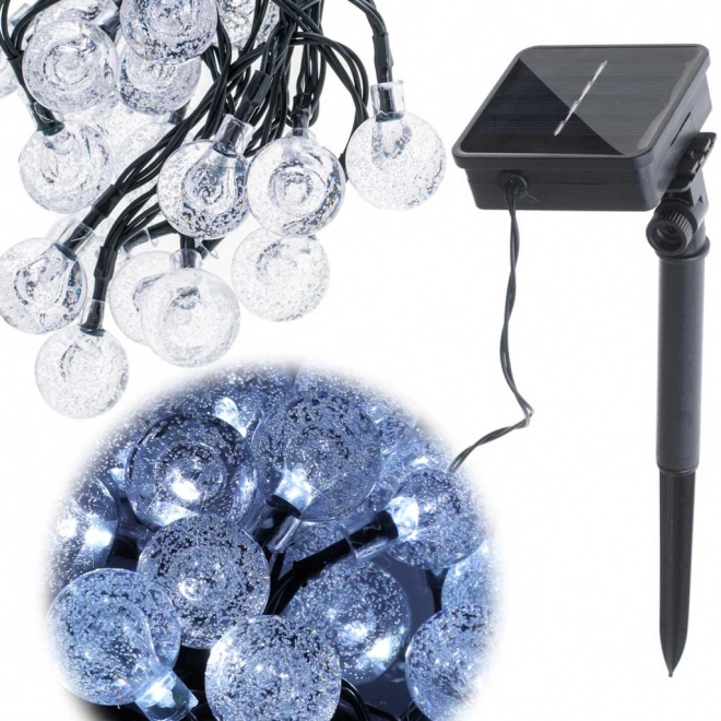 Lampy ogrodowe solarne kula 7m 50LED zimna biała
