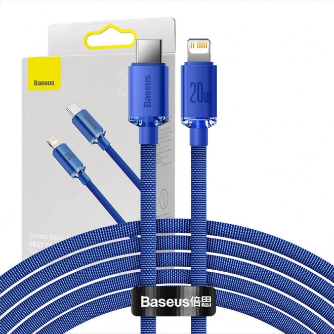 Baseus Crystal Shine kabel USB-C na Lightning 20W PD 2m niebieski