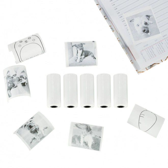 Papier termiczny samoprzylepny w rolkach do mini drukarki 5,7 cm x 4,5 m 5 sztuk