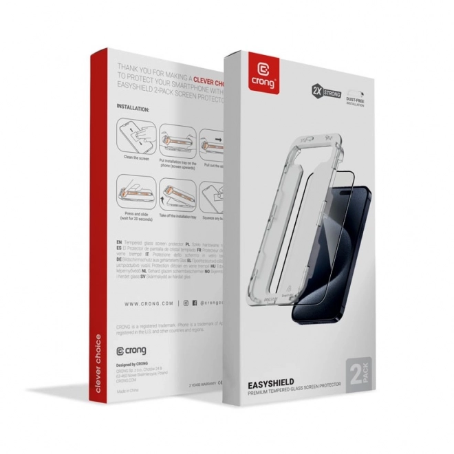 EasyShield 2-pak hartowanego szkła do iPhone 16 / iPhone 15