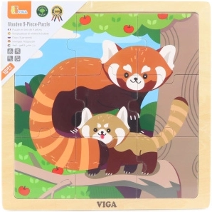 VIGA drewniane puzzle – panda ruda, 9 elementów