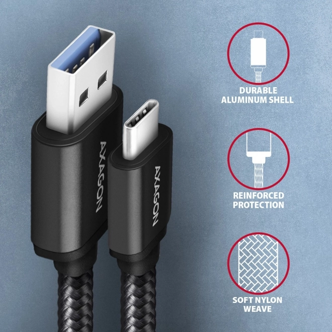 Kabel USB-C do USB-A 1,5 m USB 3.2 Gen 1 3A ALU pleciony