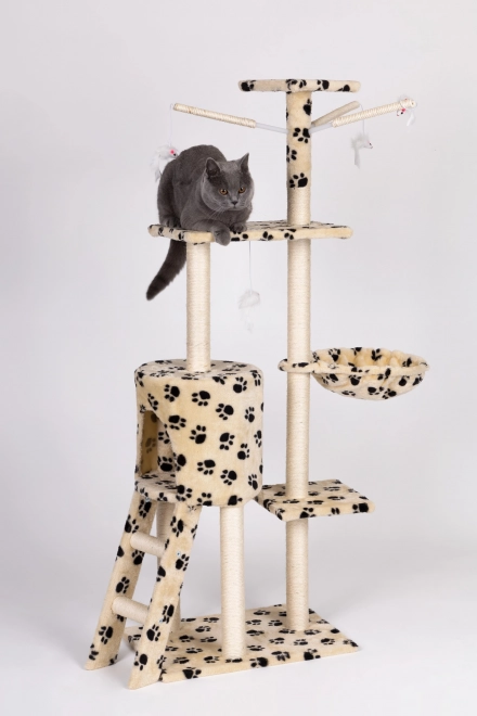 Drapak dla kotów, domek, drzewko, legowisko, 138 cm XL, Wzory łapek