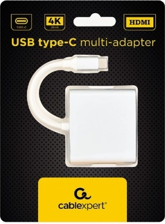 Srebrny adapter USB typu C z USB A 3.0 i HDMI