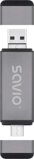 Czytnik kart Savio 3w1 USB-C, USB-A, micro USB