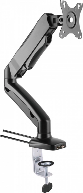 Biurkowe ramię LED/LCD 13–27 cali 6 kg z sprężyną gazową, audio/USB