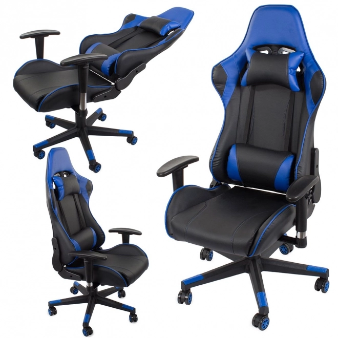 Ergonomiczne krzesło gamingowe z regulowanymi podłokietnikami 2D niebieskie