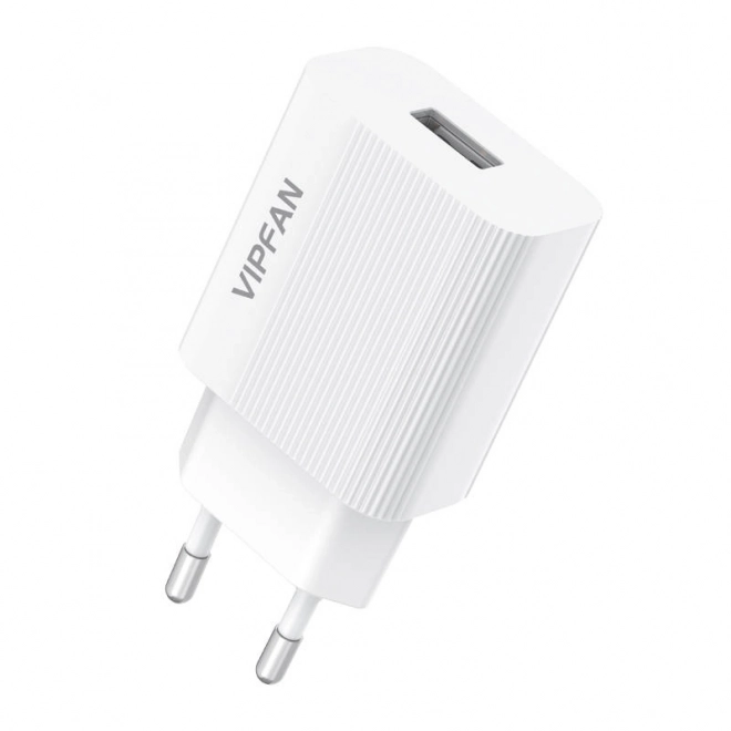 Ładowarka ścienna VFAN E01, 1x USB, 2,4 A (biała)