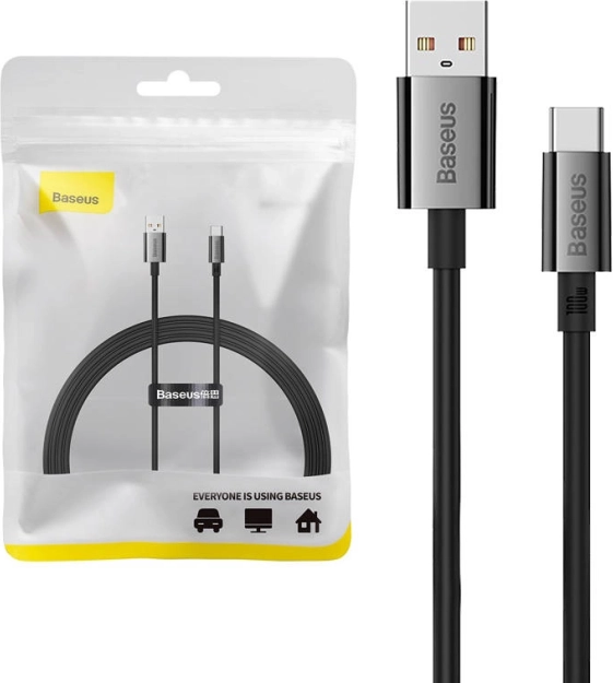 kabel ładujący i danych USB‑C BASEUS Superior z wyświetlaczem 100 W 1,5 m czarny