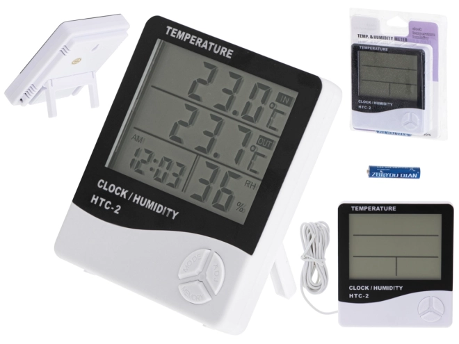 5 w 1 termometr, higrometr i zegar HTC