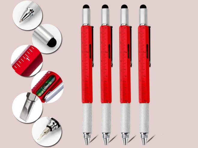 Wielofunkcyjne pióro multitool 6w1 z poziomicą