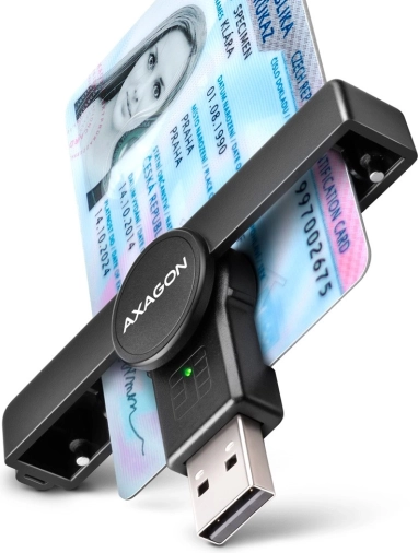 Składana kieszonkowa czytnik chipowych i ID kart USB‑A AXAGON PocketReader