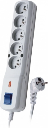Listwa przeciwprzepięciowa LV-530W, 1 gniazdo, 1,5 m, szara