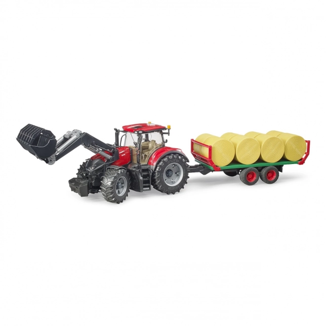 Bruder Traktor Case IH Optum 300 CVX z przednim ładowaczem i przyczepą na bele