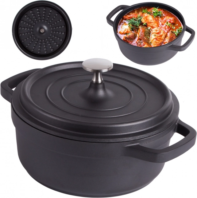 Indukcyjny aluminiowy garnek do pieczenia z pokrywką 2,2 l