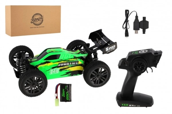 Samochód RC Buggy Bonzai Jubatus terenowy 30cm plastik 2,4GHz na baterie + 2x dodatkowy pakiet w pudełku 40x14x21 – Zelené