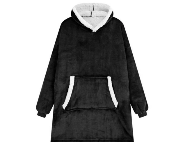 Ciepła bluza oversize z futrem i kapturem