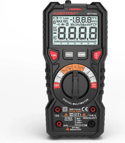 cyfrowy multimetr z funkcją latarki HABOTEST HT118A True RMS i NCV