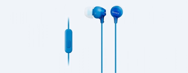 Słuchawki douszne z mikrofonem SONY MDR-EX15AP niebieskie
