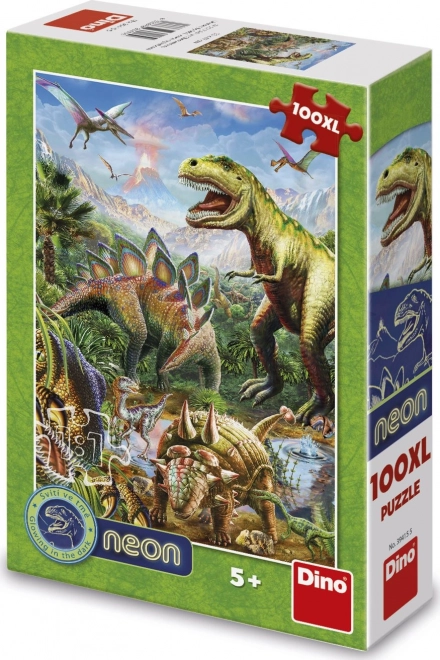 Świecące puzzle świat dinozaurów 100 XL elementów