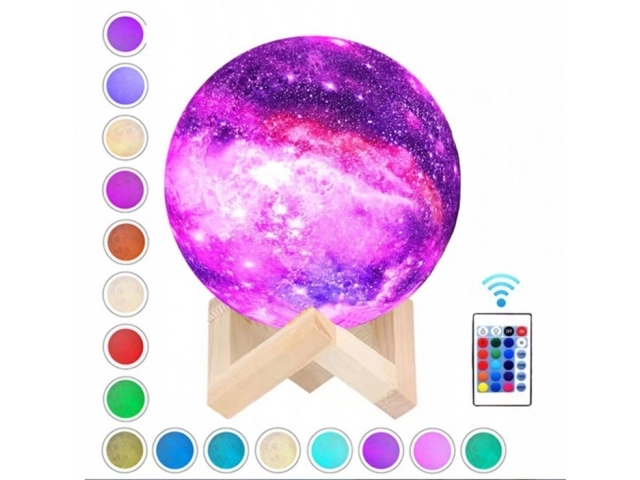 Nocna lampa GALAXY 3D z kolorowym podświetleniem RGB + zdalne sterowanie