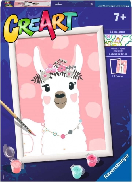 CreArt malowanie po numerach – lama, bez dramatu 18 × 24 cm