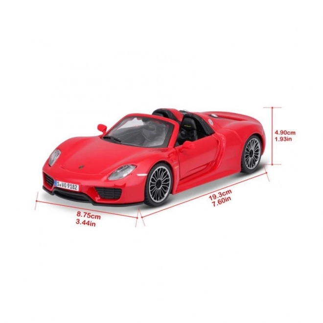 Metalowy samochodzik Porsche 918 Spyder czerwony