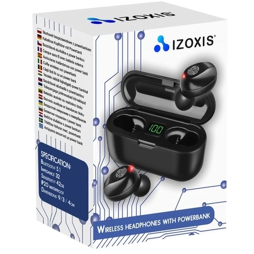 Słuchawki bezprzewodowe Bluetooth - czarne + powerbanka