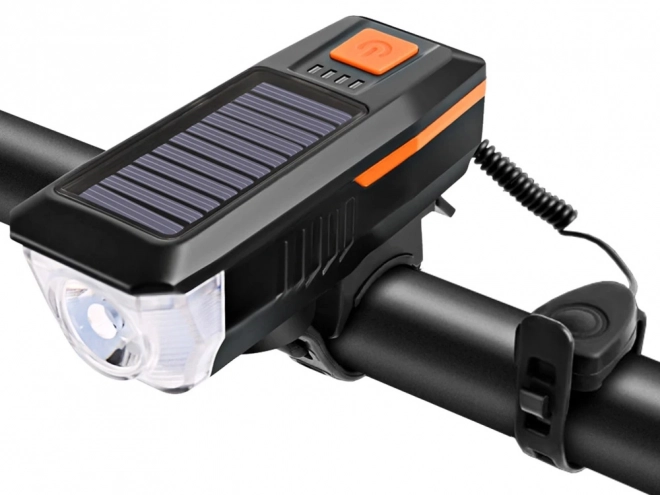 Przednie światło LED do roweru z ładowaniem solarnym i syreną