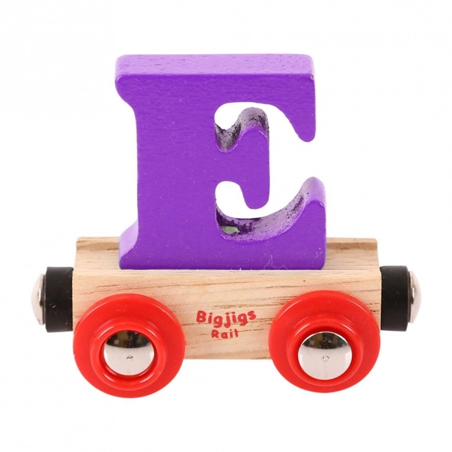 Drewniany wagonik Bigjigs Rail z literą E