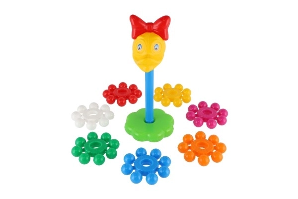 Układanka piramida z pierścieniami plastik 26cm w siatce 12m+