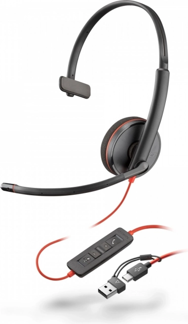 Jednostronne słuchawki Poly Blackwire 3210 USB-C + USB-C/A