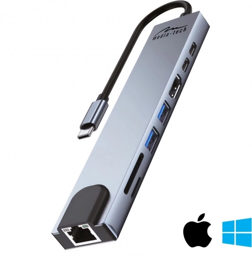 Stacja dokująca 8 w 1 z gigabitowym LAN i USB‑C PD