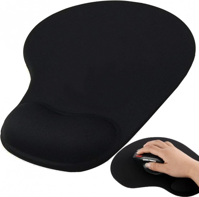 Ergonomiczna żelowa podkładka pod mysz z podpórką nadgarstka, czarna