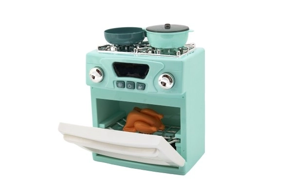 Kuchenka plastikowa z akcesoriami na baterie z światłem i dźwiękiem w pudełku 22x28x11,5cm 18m+