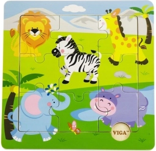 Drewniane puzzle safari dla dzieci 18m+