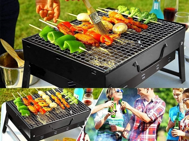 Przenośny składany grill na węgiel drzewny na kemping i BBQ