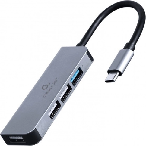 Hub USB‑C 4‑portowy, 3× USB 2.0 i 1× USB 3.1, aluminiowa obudowa