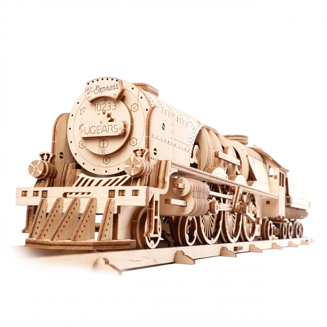 Ugears 3D puzzle - Lokomotywa V-express z wagonem 538 elementów
